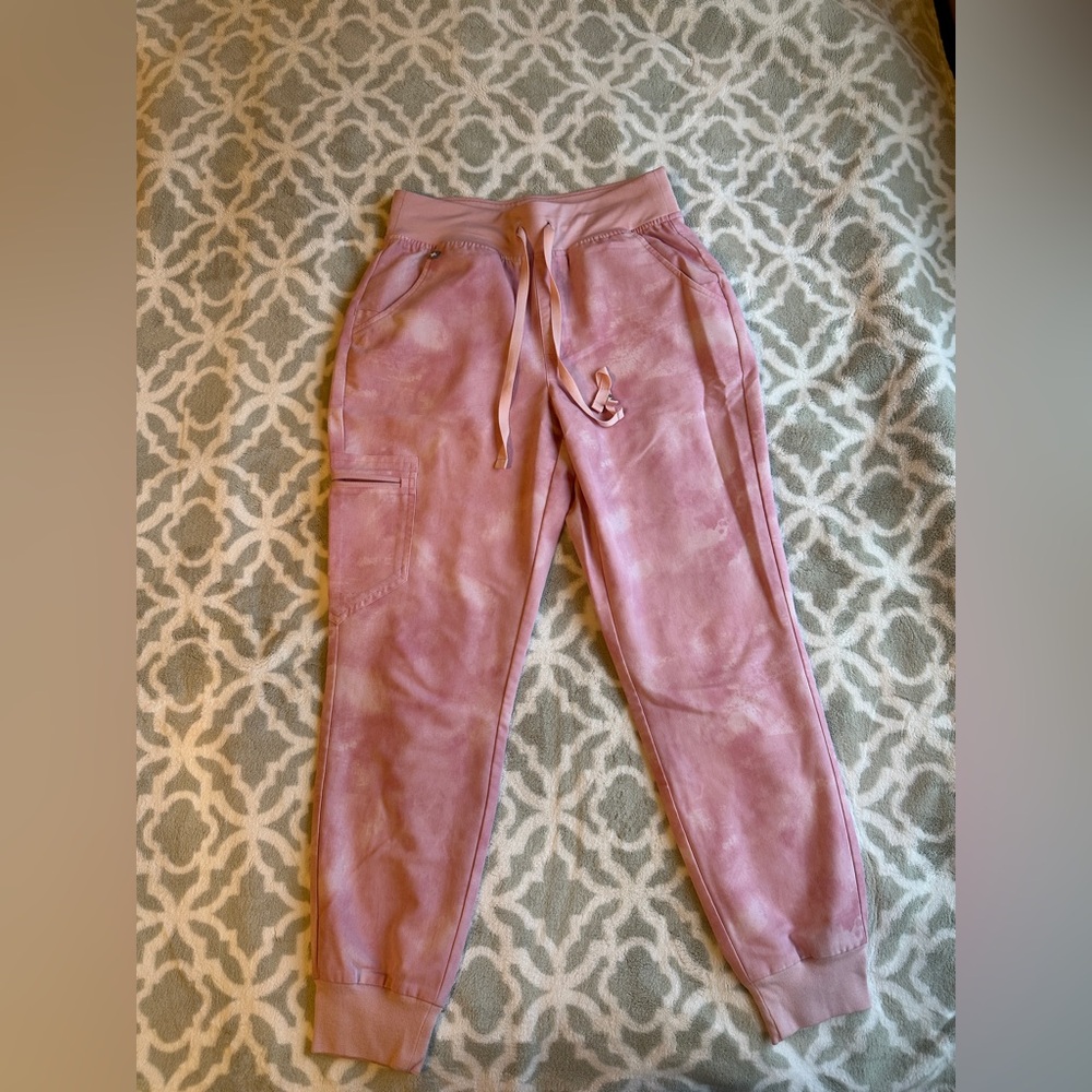 Figs Marbled Rose Special Edition High Waisted Zamora Joggers - Petite